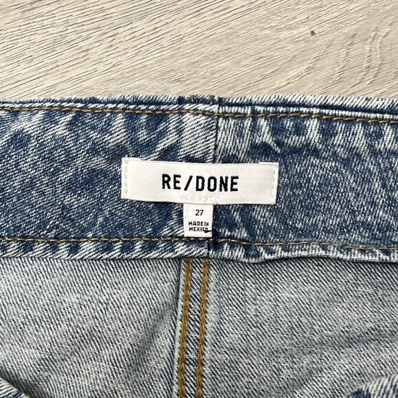 Re/Done Womens Button Front Mini Denim Wrap Skirt Acid Blue Size 27 - Picture 7 of 11